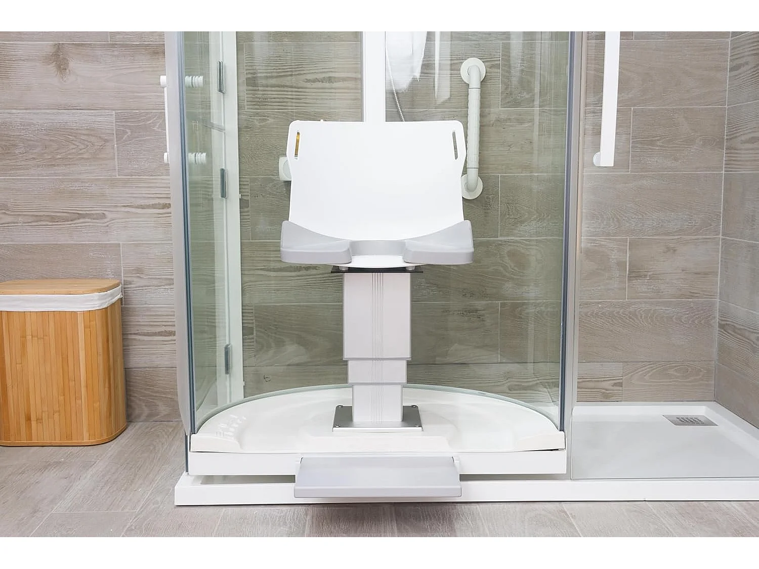 Mampara de Ducha HCS con sistema eléctrico con panel giratorio para personas mayores o movilidad reducida. Rectangular 155x80cm Izquierda