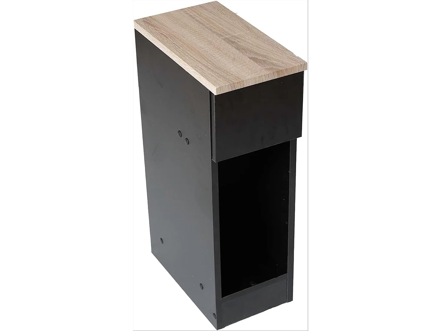 DUPI Mesita de Noche Estrecha Slim para Espacios reducidos. Optimiza el Almacenamiento y Ofrece funcionalidad. (Negro/Taupe)