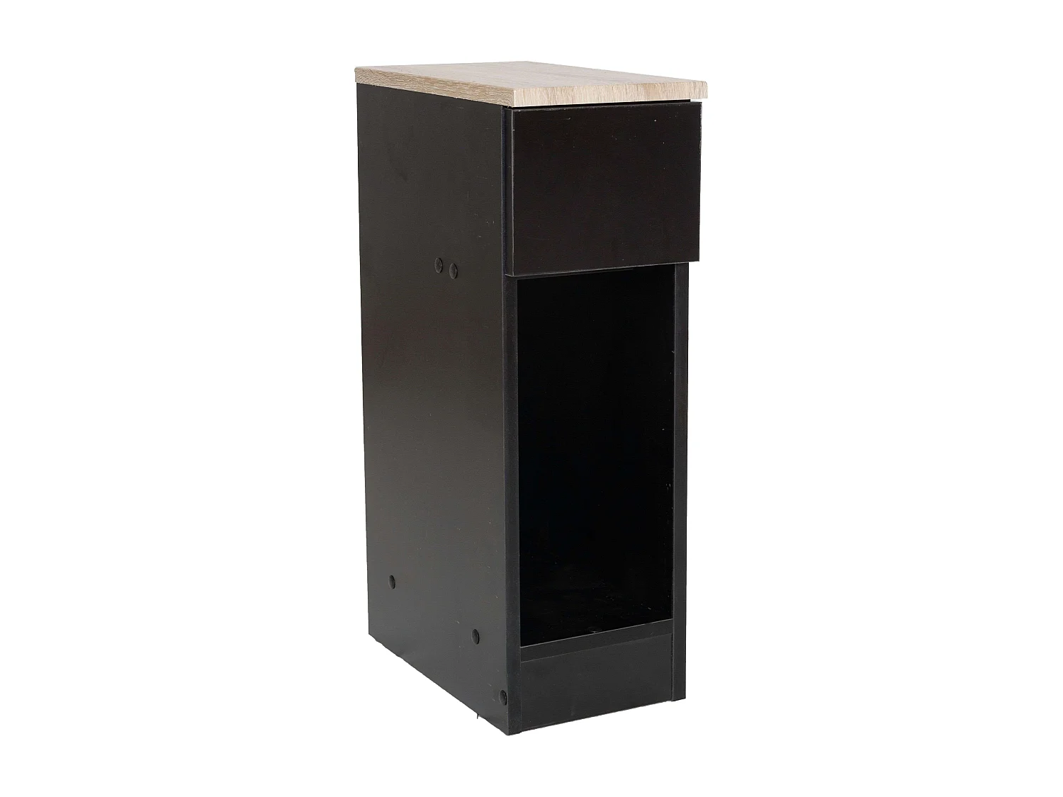DUPI Mesita de Noche Estrecha Slim para Espacios reducidos. Optimiza el Almacenamiento y Ofrece funcionalidad. (Negro/Taupe)