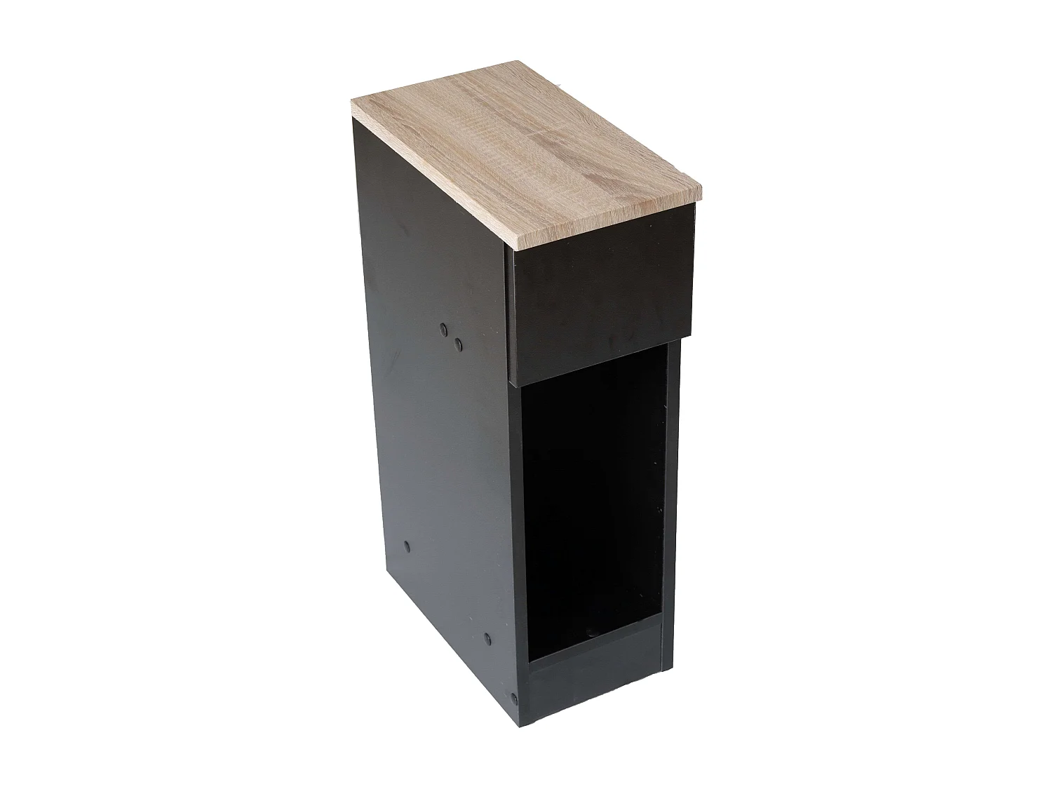 DUPI Mesita de Noche Estrecha Slim para Espacios reducidos. Optimiza el Almacenamiento y Ofrece funcionalidad. (Negro/Taupe)