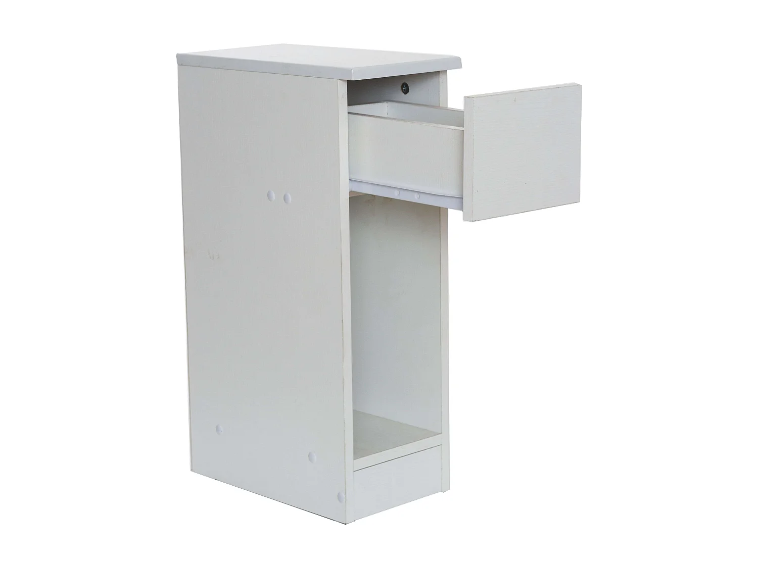 DUPI Mesita de Noche Estrecha Slim para Espacios reducidos. Optimiza el Almacenamiento y Ofrece funcionalidad. (Blanco)