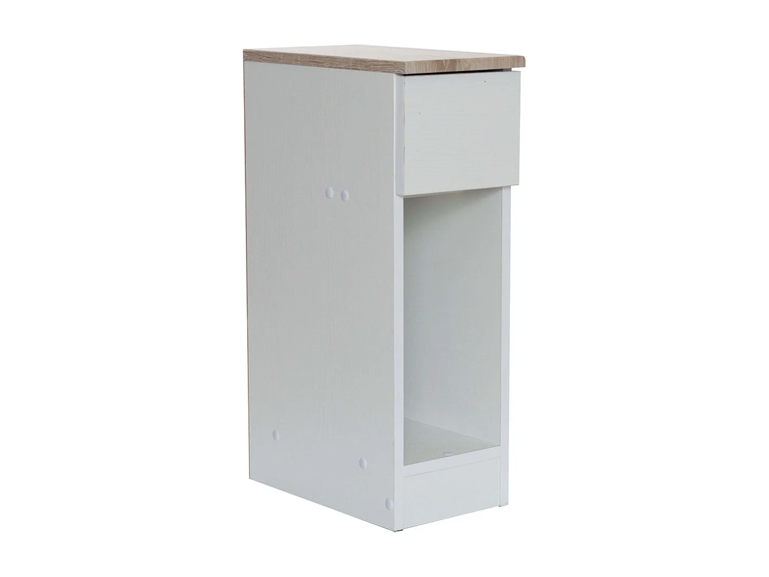 DUPI Mesita de Noche Estrecha Slim para Espacios reducidos. Optimiza el Almacenamiento y Ofrece funcionalidad. (Blanco/Taupe)