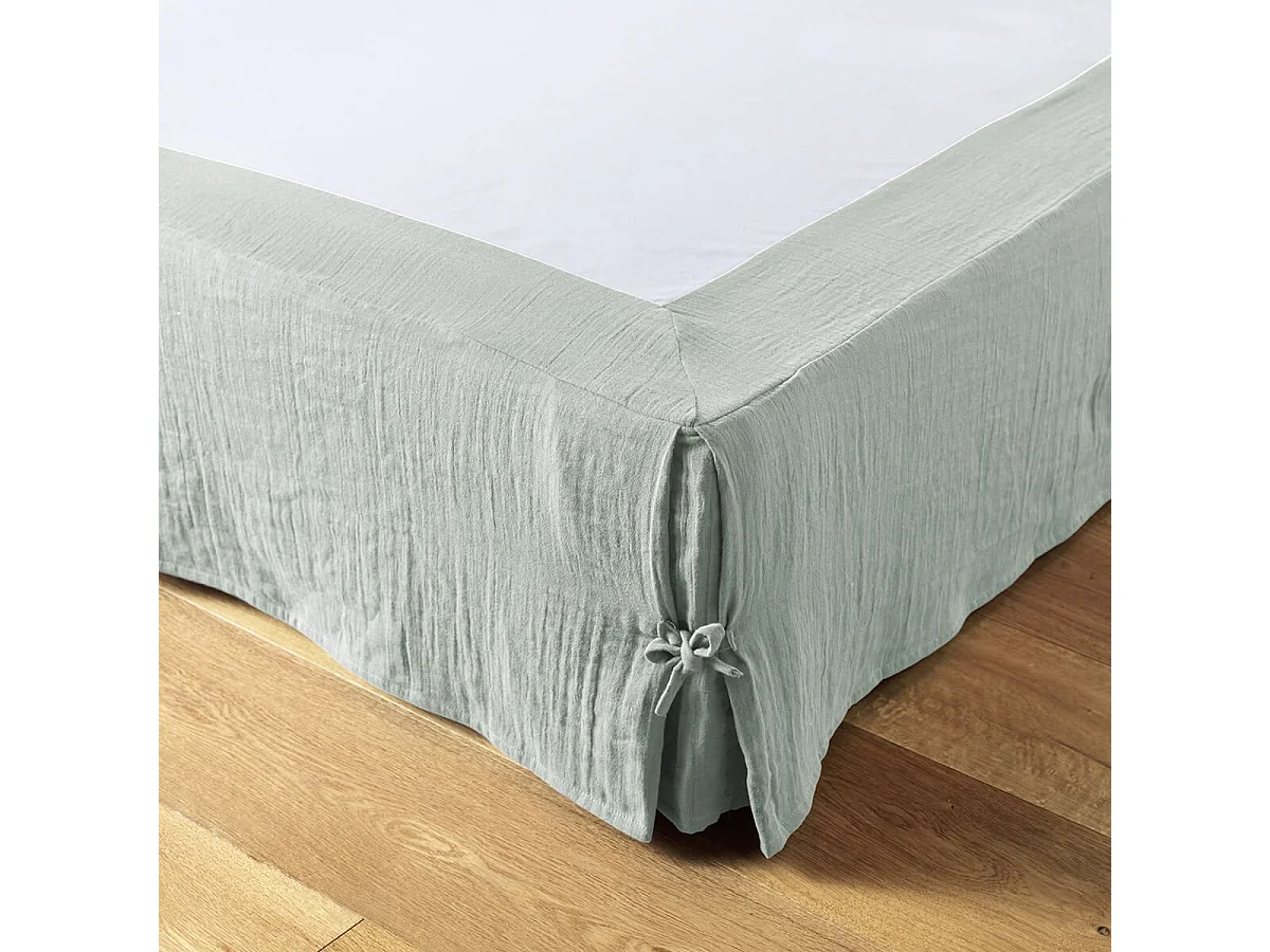 OUREA - Cache-Sommier à Nouettes 180x200cm Gaze de Coton Eucalyptus