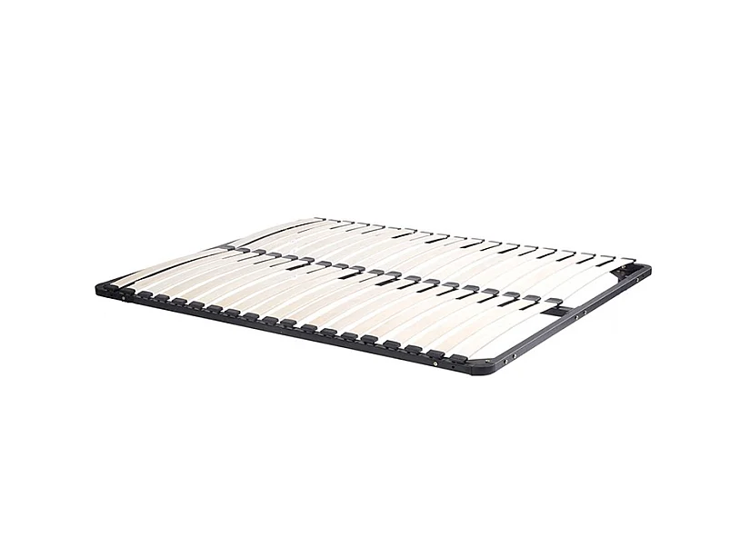 Cama 140 x 190/200 cm con compartimentos - blanco y natural + Somier - KINSELIA