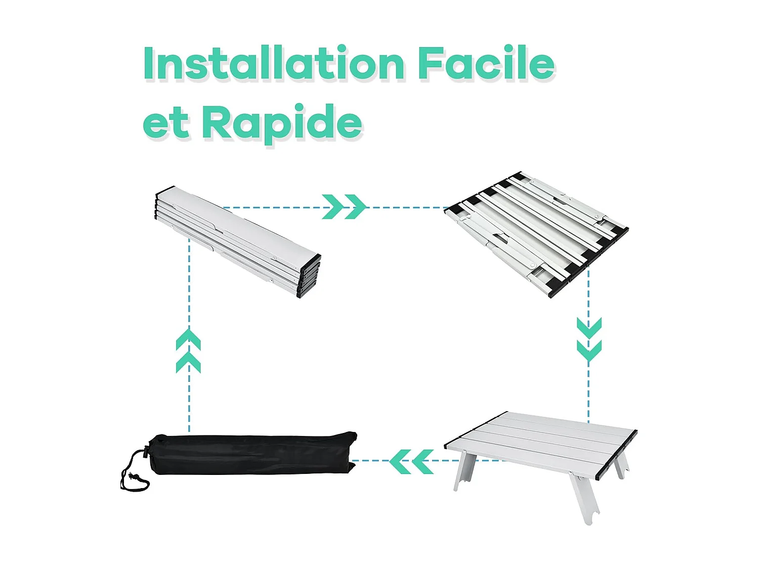 Lot de 2 Chaises de Plage Pliante avec Table Enroulable en Aluminium, Fauteuil de Jardin Inclinables à 5 Positions Charge Max 136 KG (Calicot)