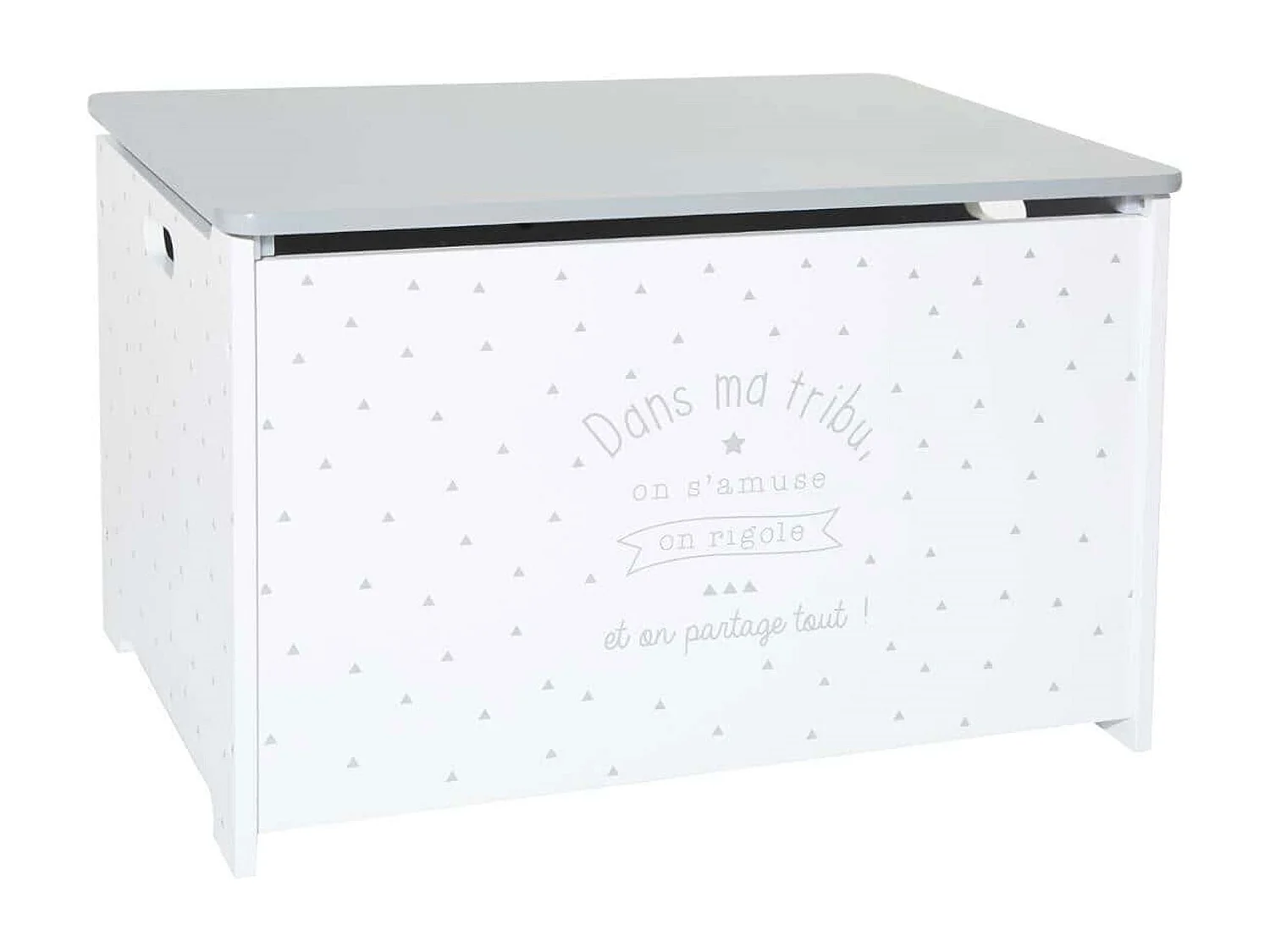 WELL HOME - Malle bébé blanc et gris 58 x 37,5 x 38 cm