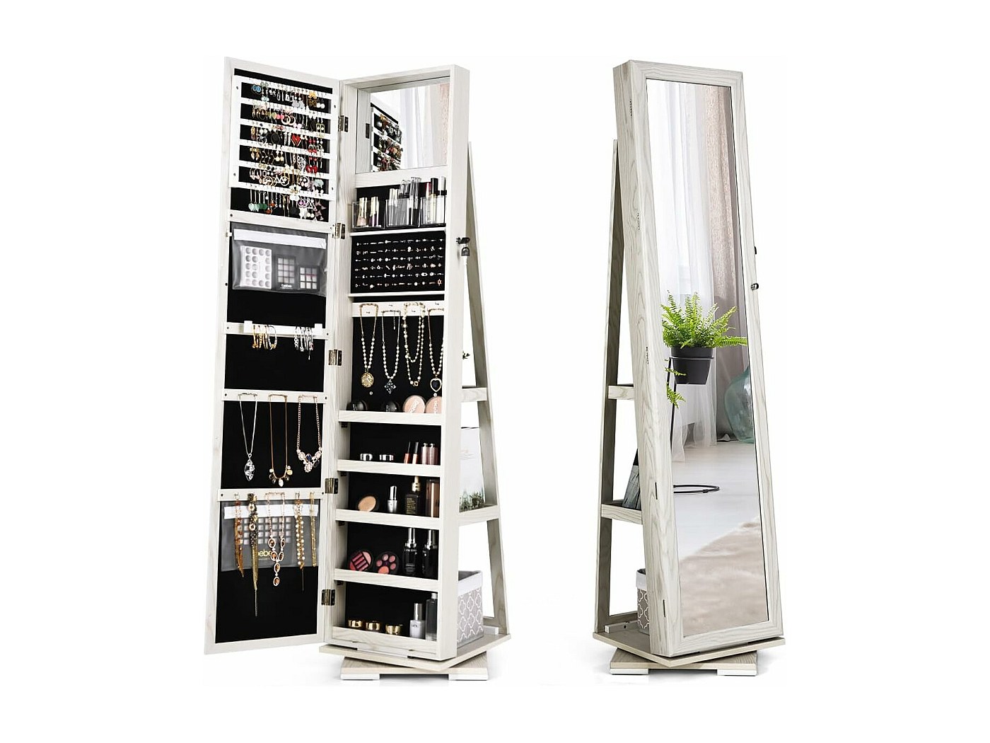 Armoire à Bijoux Pivotante à 360 Degrés, Organisateur de Bijoux sur ...
