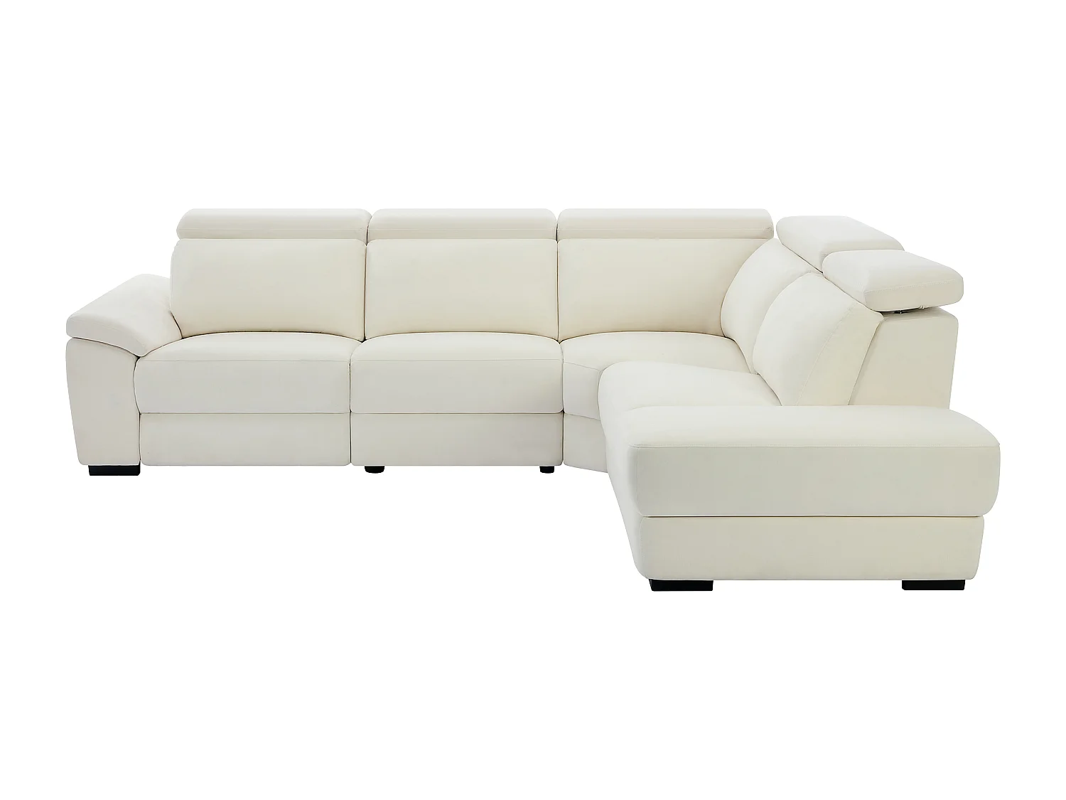 Elektrische relax-hoekbank met hoek rechts van beige stof KOKIBA