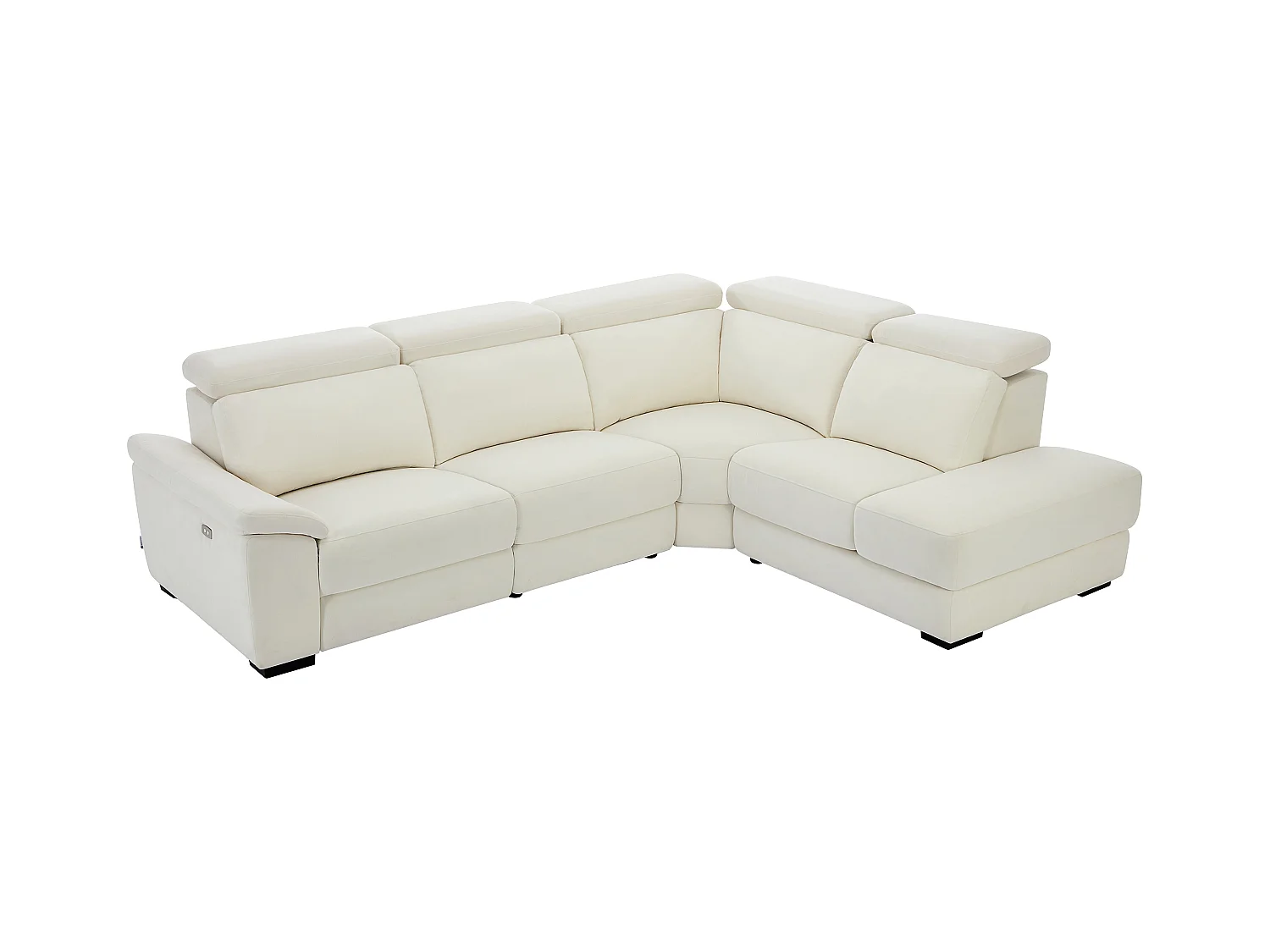 Sofá rinconera derecho relax eléctrico de tela beige KOKIBA