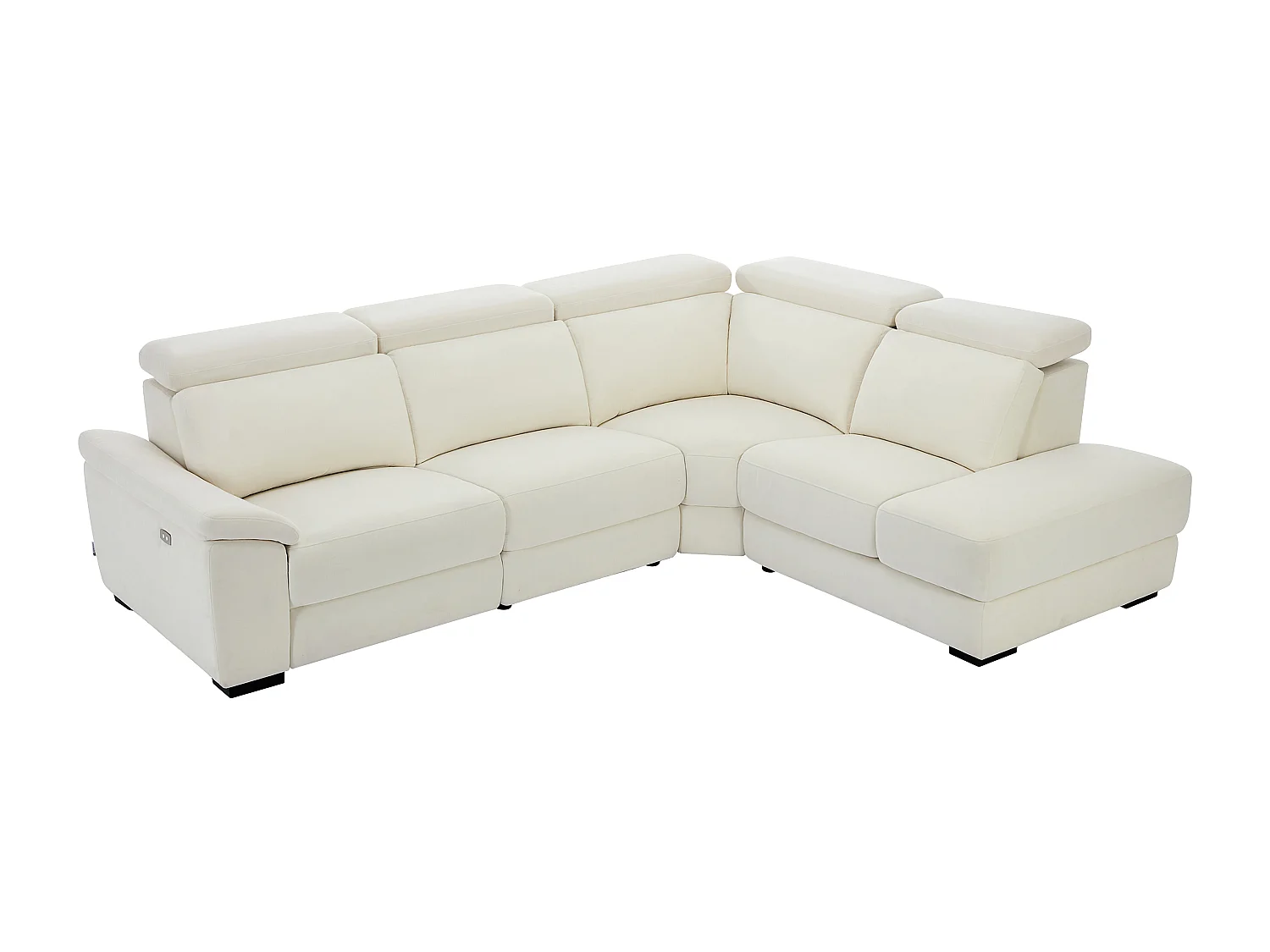 Canapé d'angle droit relax électrique en tissu beige KOKIBA