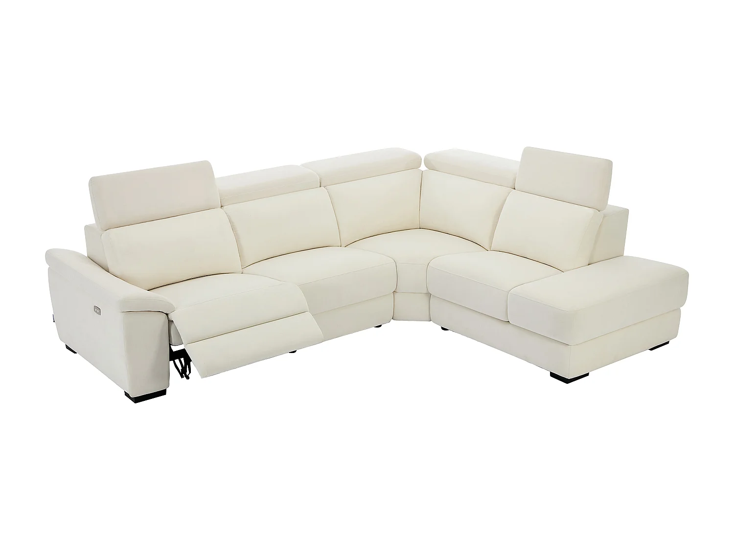 Canapé d'angle droit relax électrique en tissu beige KOKIBA