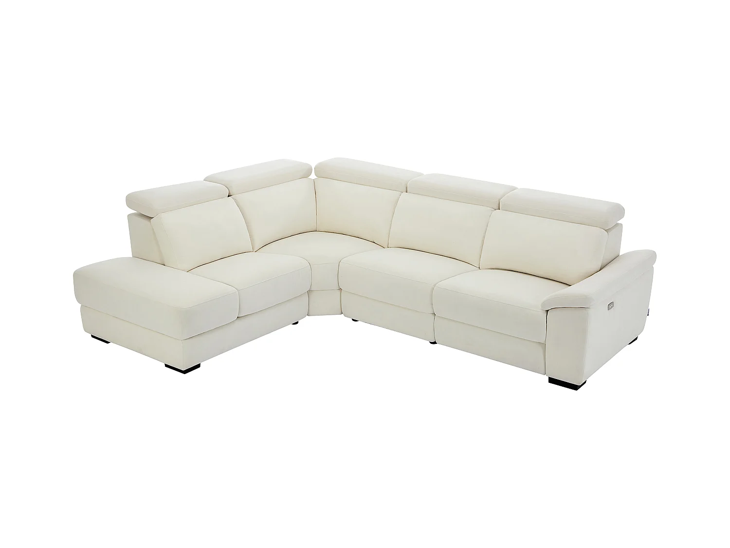 Elektrische relax-hoekbank met hoek links van beige stof KOKIBA