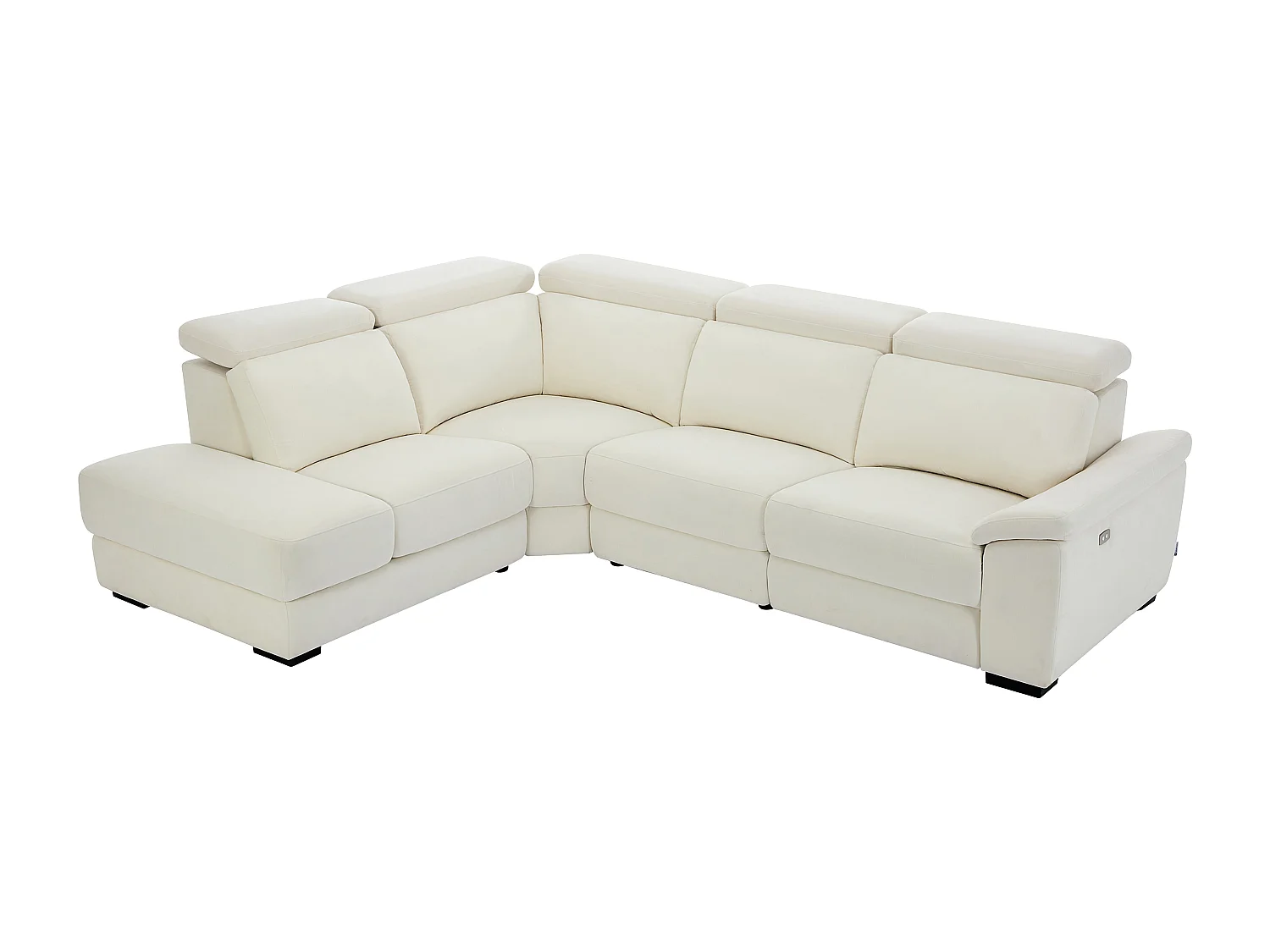 Canapé d'angle gauche relax électrique en tissu beige KOKIBA