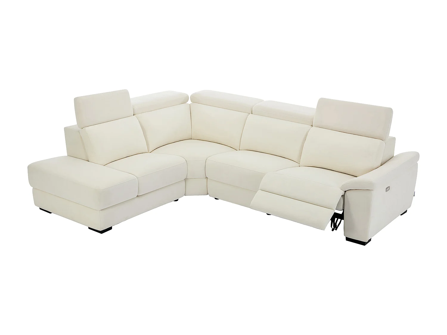 Canapé d'angle gauche relax électrique en tissu beige KOKIBA