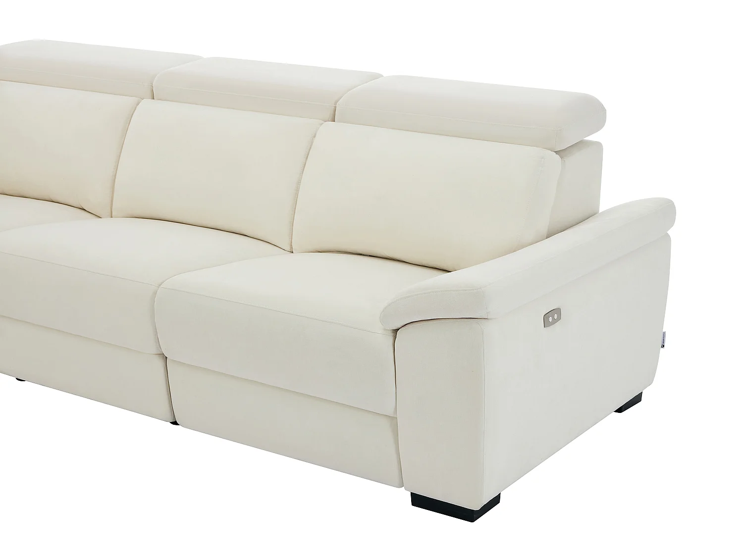 Canapé d'angle gauche relax électrique en tissu beige KOKIBA