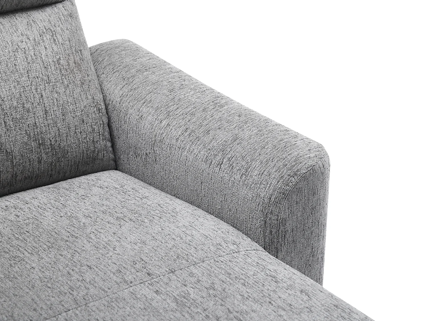 Canapé d'angle droit relax électrique avec rangements en tissu gris chiné MOROZEL