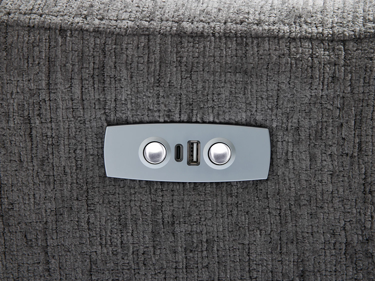 Canapé d'angle droit relax électrique avec rangements en tissu gris chiné MOROZEL