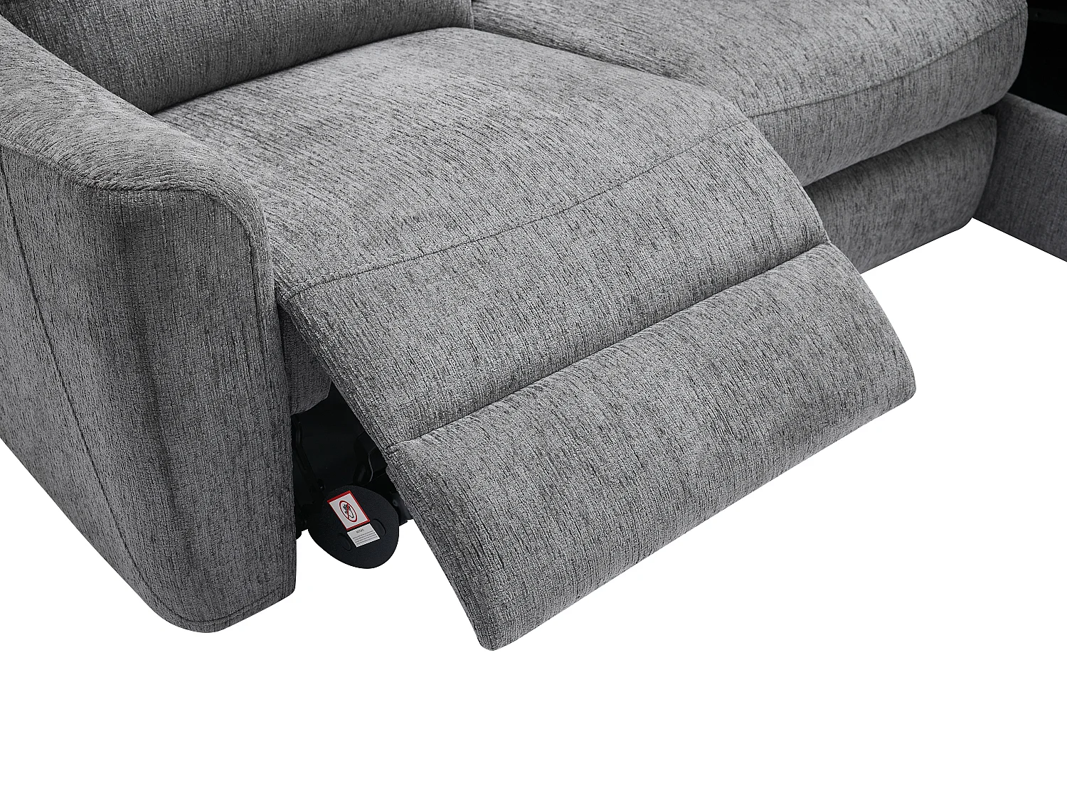 Canapé d'angle droit relax électrique avec rangements en tissu gris chiné MOROZEL