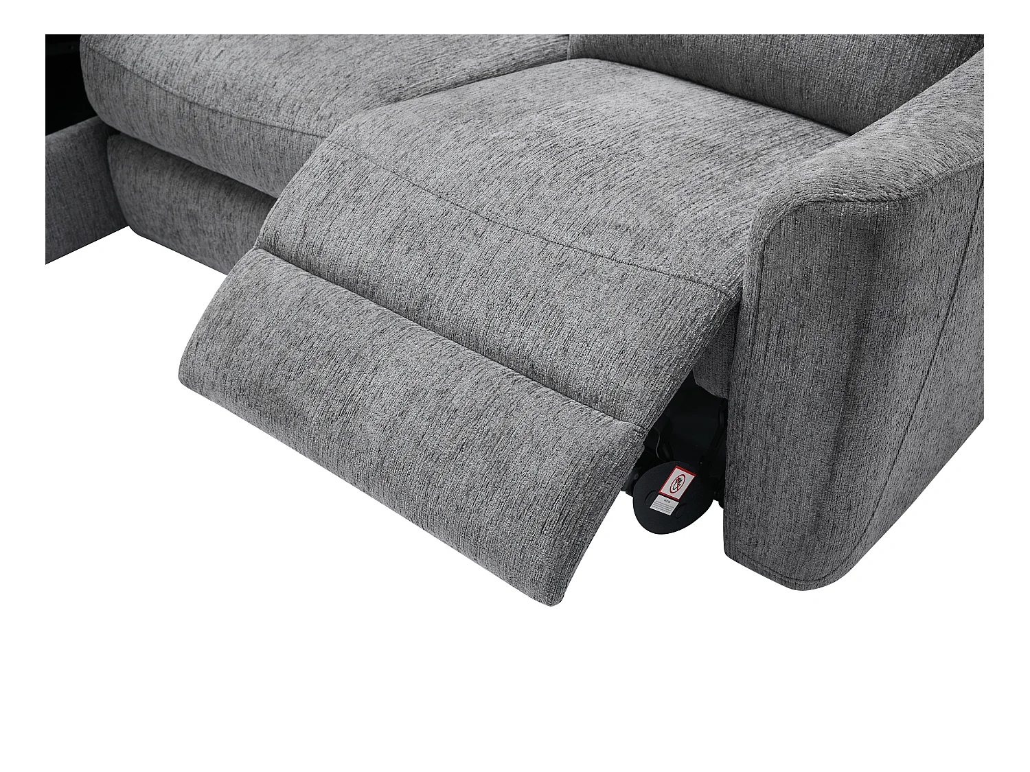 Venstrevendt hjørneesofa med elektrisk afslapningsfunktion med opbevaringsplads i gråmeleret stof MOROZEL