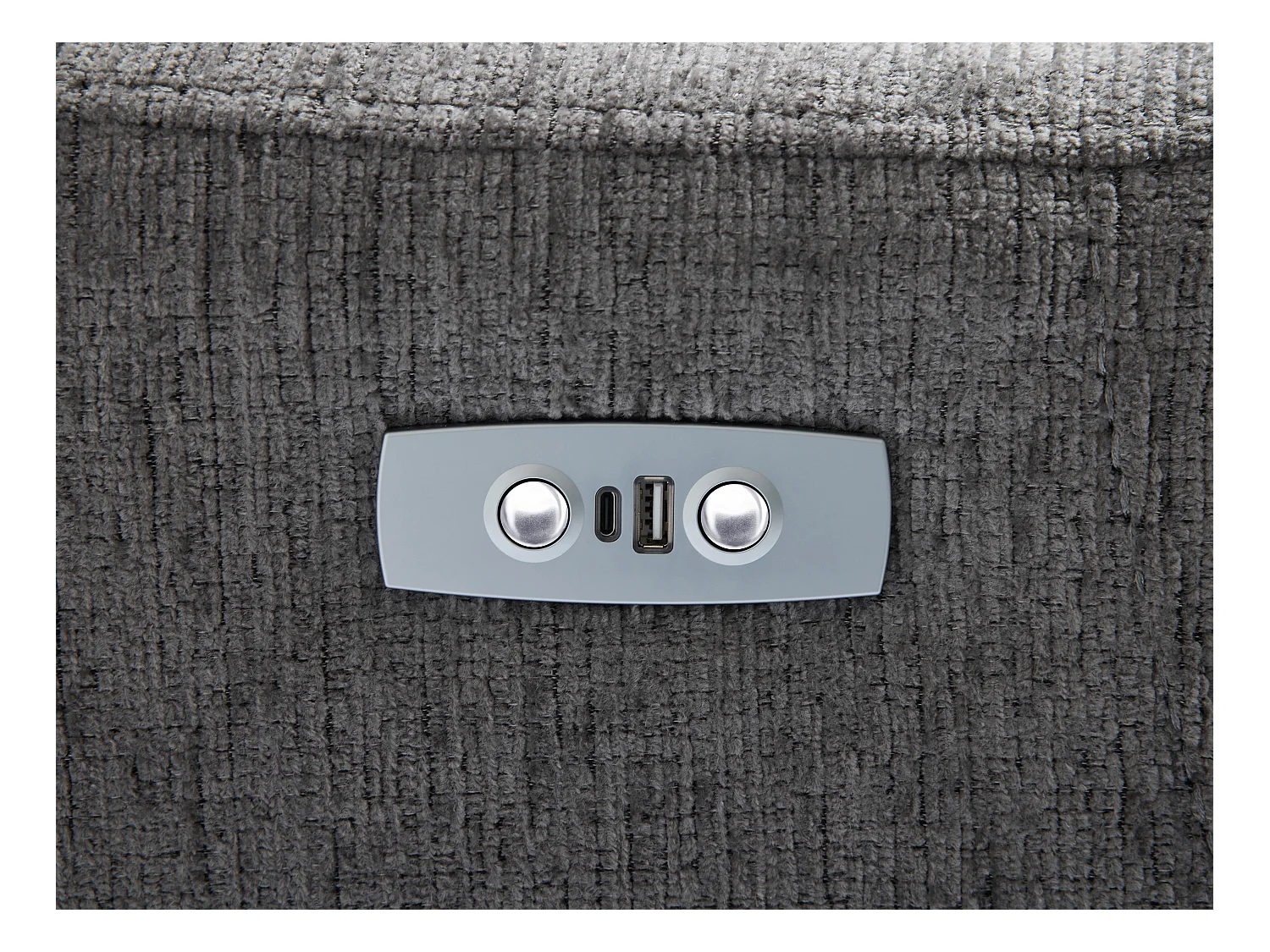 Venstrevendt hjørneesofa med elektrisk afslapningsfunktion med opbevaringsplads i gråmeleret stof MOROZEL