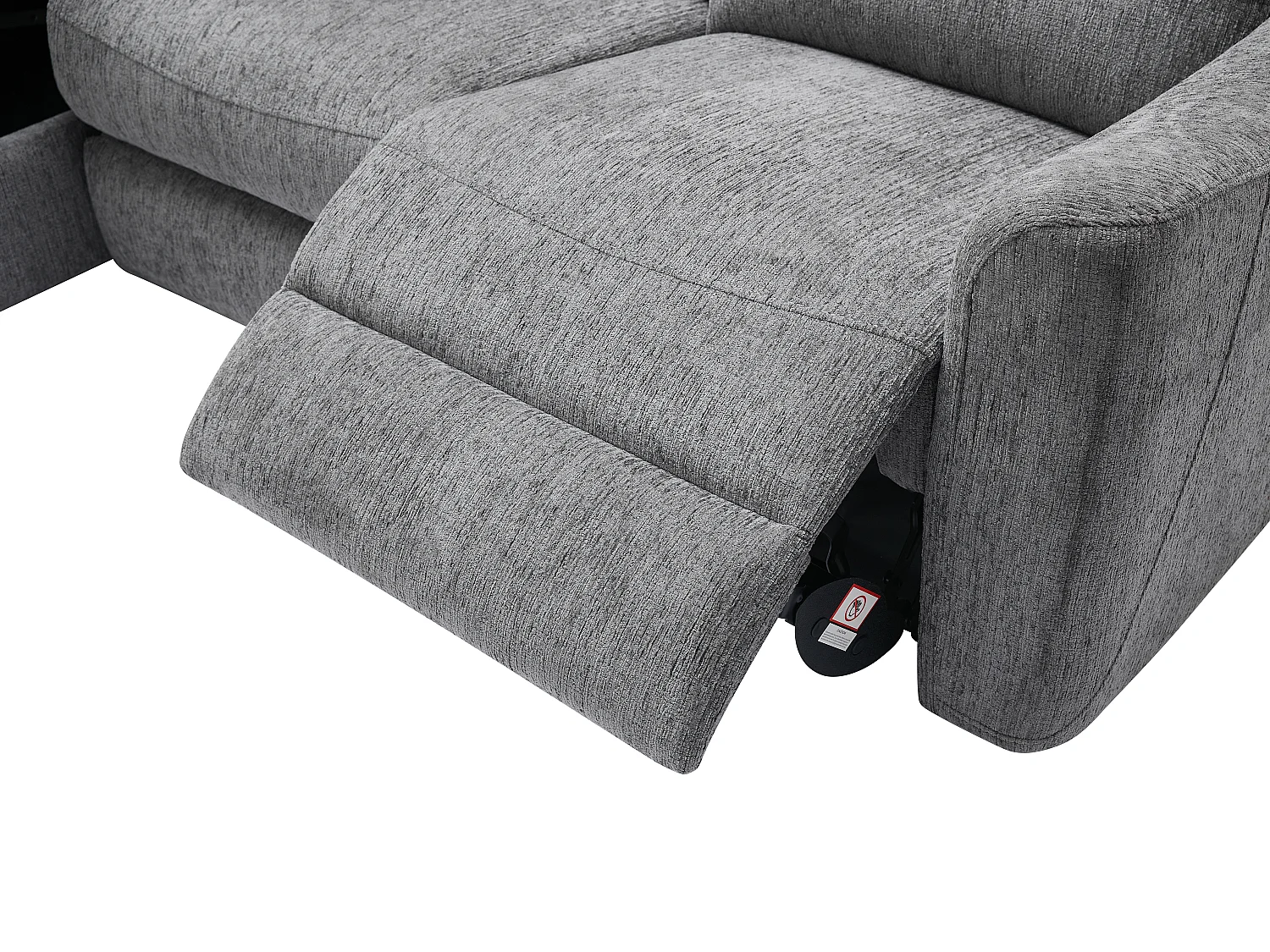 Canapé d'angle gauche relax électrique avec rangements en tissu gris chiné MOROZEL