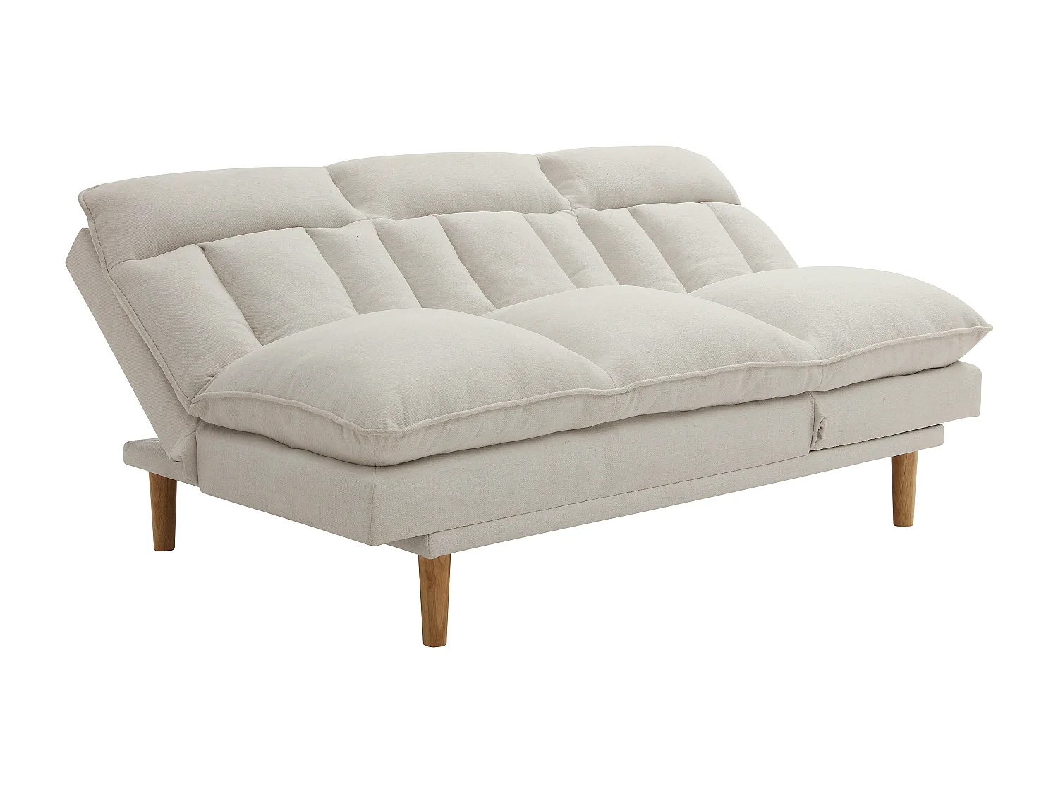 Canapé inclinable 3 places convertible clic-clac en tissu beige PALOBU