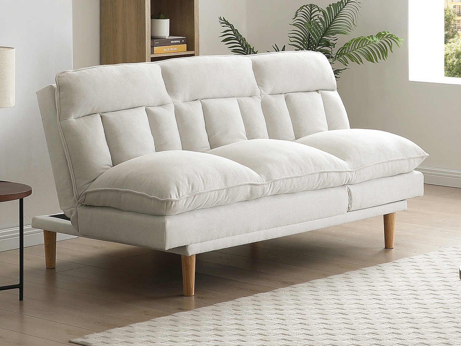 3-seter justerbar klikk-klakk klessetrekket sofa i beige stoff PALOBU