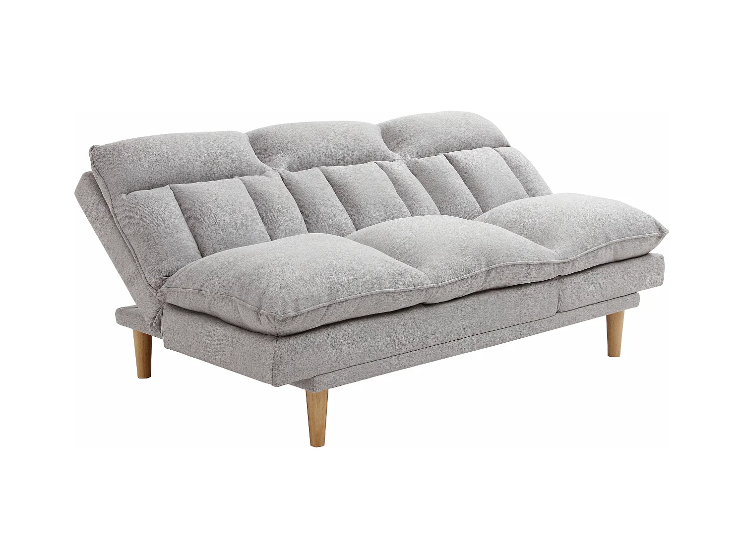 Canapé inclinable 3 places convertible clic-clac en tissu gris clair PALOBU