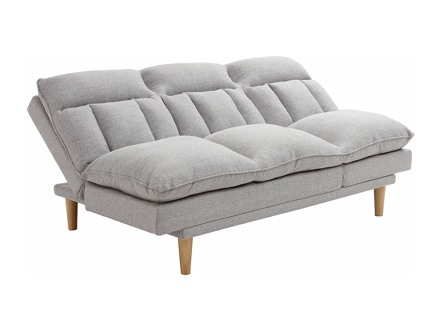 Canapé inclinable 3 places convertible clic-clac en tissu gris clair PALOBU