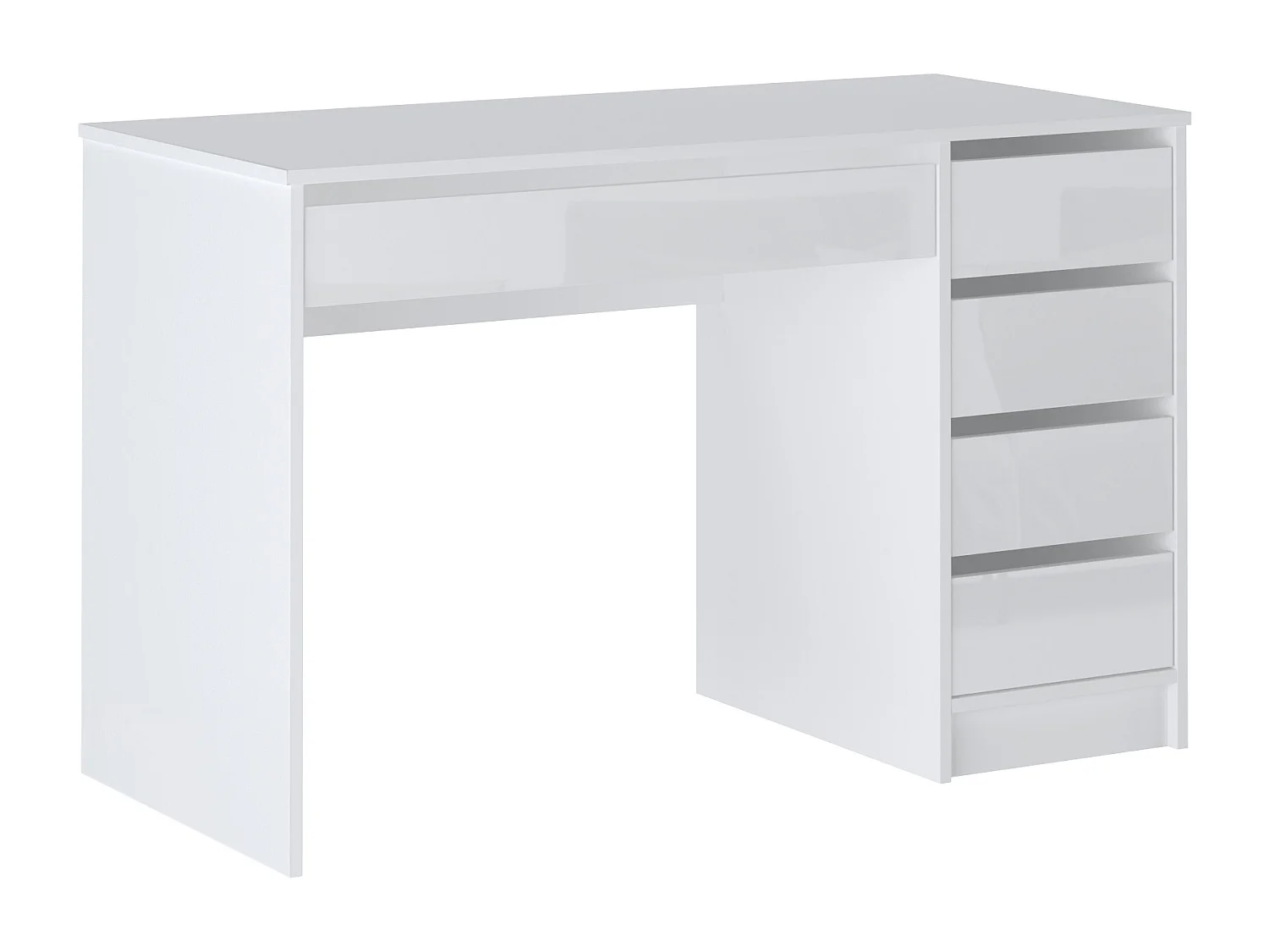 Bureau avec 5 tiroirs - Blanc brillant - JENEMI