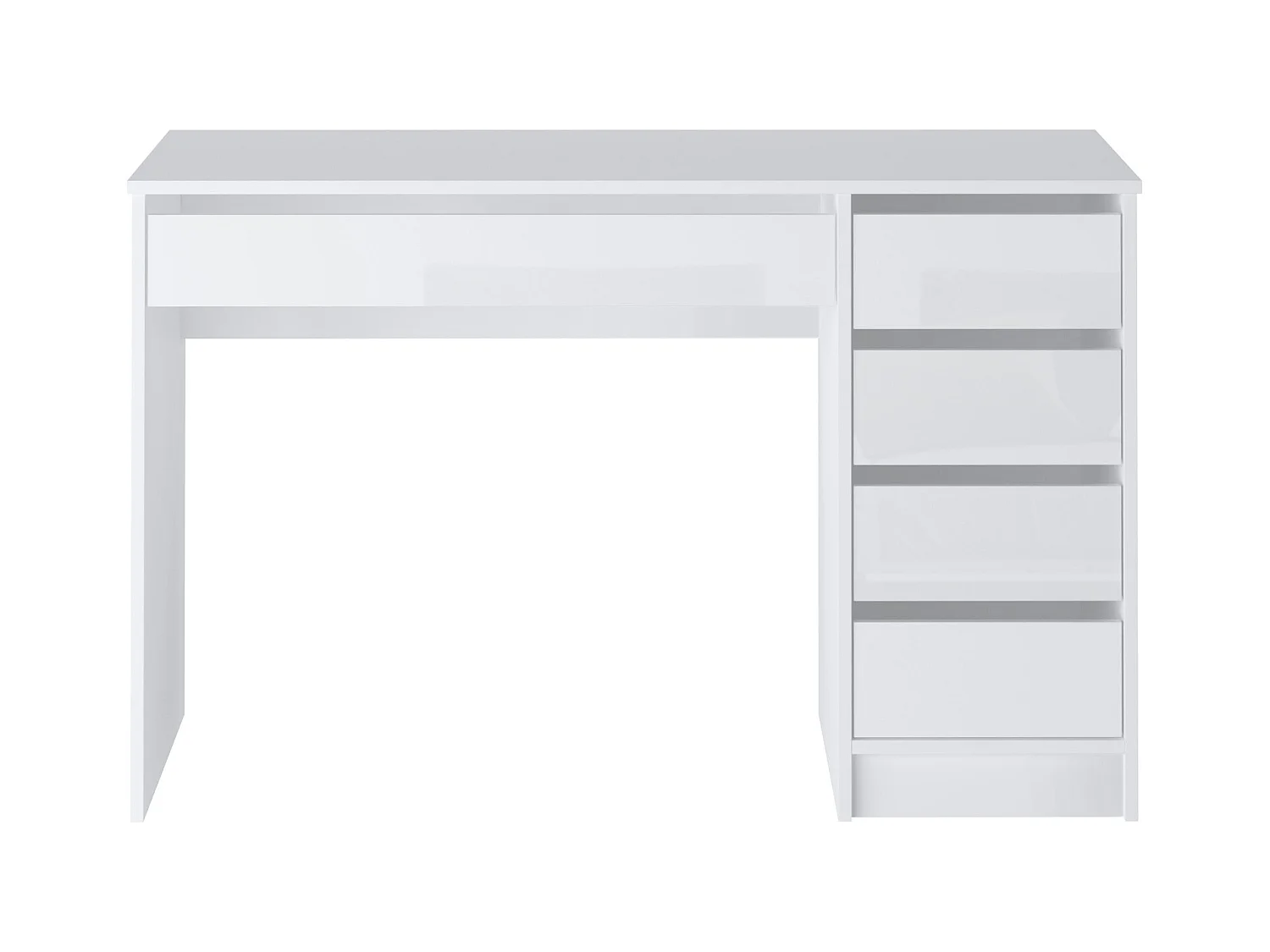 Bureau avec 5 tiroirs - Blanc brillant - JENEMI