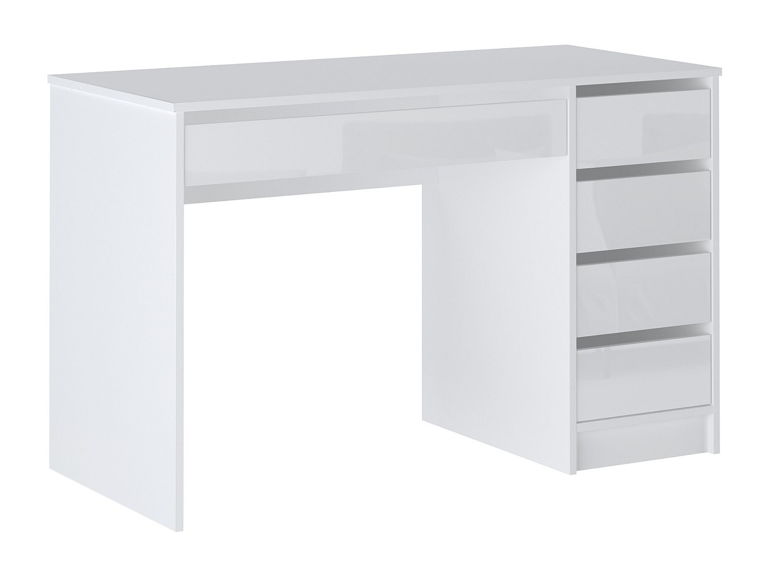 Schreibtisch mit 5 Schubladen - Weiß Glänzend - JENEMI günstig online kaufen