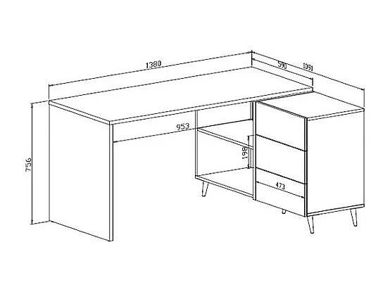 Bureau d'angle avec tiroirs et niches - Blanc brillant et doré - MARZIALO