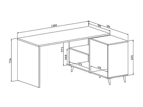Bureau d'angle avec tiroirs et niches - Blanc brillant et doré - MARZIALO