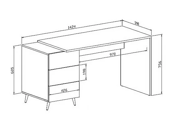 Bureau avec tiroirs - Blanc brillant et doré - MARZIALO