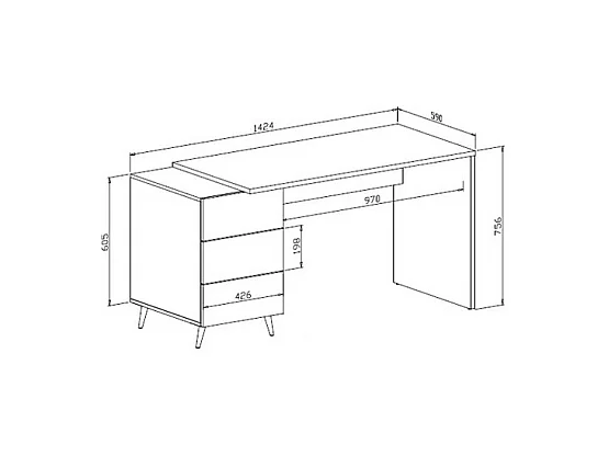 Skrivebord med skuffer - Blank hvid og guld - MARZIALO