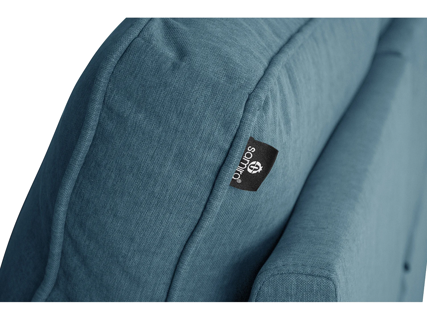 Divano letto angolare con contenitore, divano con chaise longue blu denim mod. Kennedy