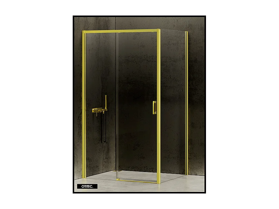 Porte de Douche avec Paroi Latérale (ouverture depuis l'angle) - 140 x 100 x 200 - OR LÉGER - PRIME - GAUCHE