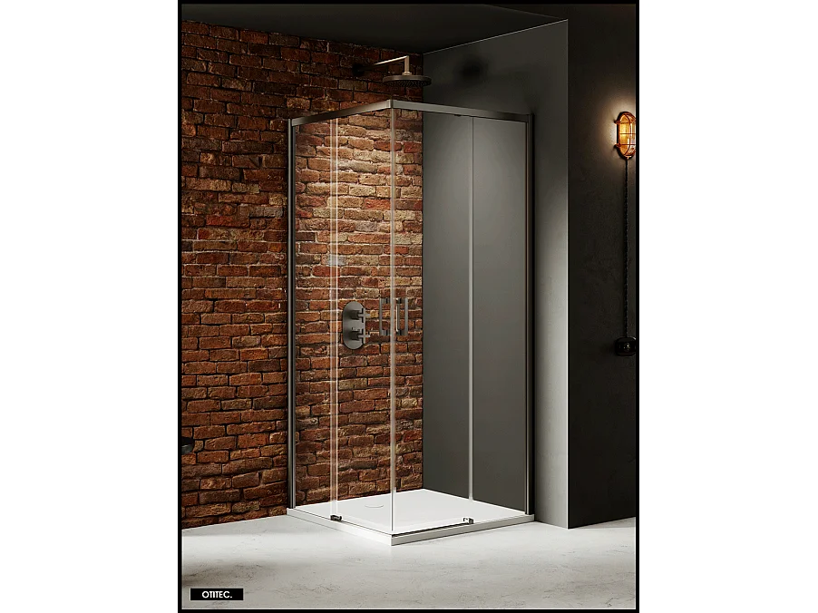 Porte de Douche Coulissante avec Paroi Latérale - 90 x 110 x 200 - GUNMETAL - PRIME