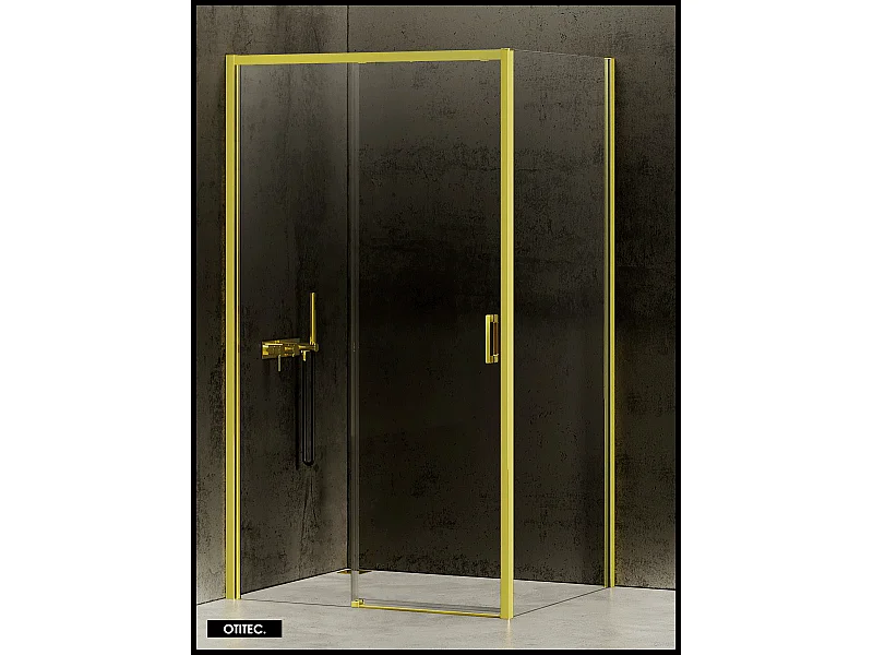 Porte de Douche avec Paroi Latérale (ouverture depuis l'angle) - 130 x 90 x 200 - OR LÉGER - PRIME - GAUCHE