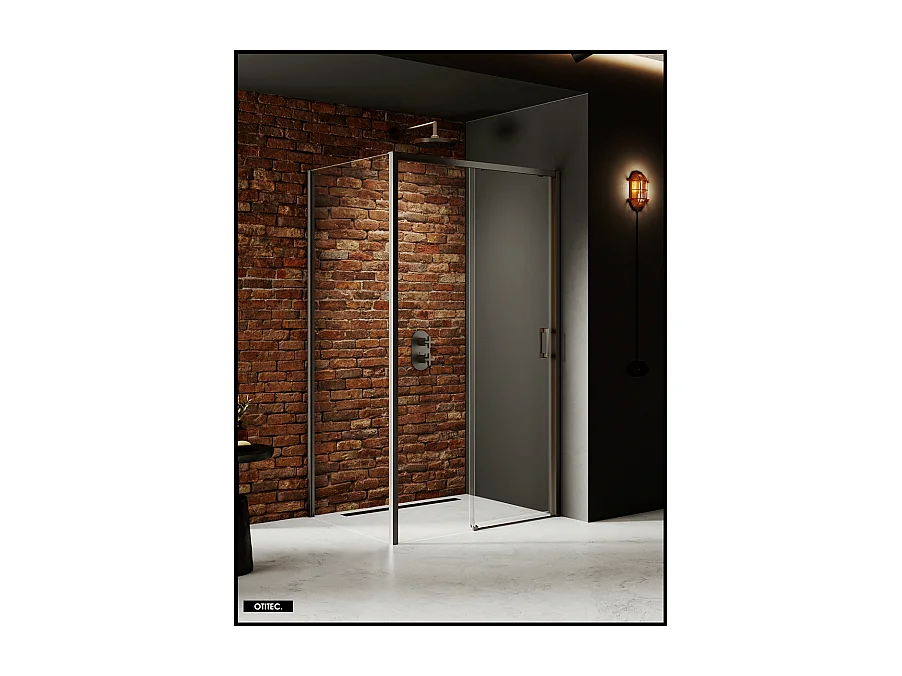 Porte de Douche avec Paroi Latérale - 100 x 70 x 200 - GUNMETAL - PRIME - GAUCHE