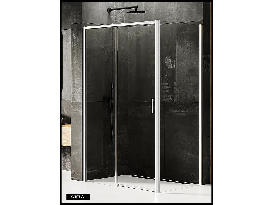 Porte de Douche avec Paroi Latérale (ouverture depuis l'angle) - 100 x 90 x 200 - CHROME - PRIME - GAUCHE