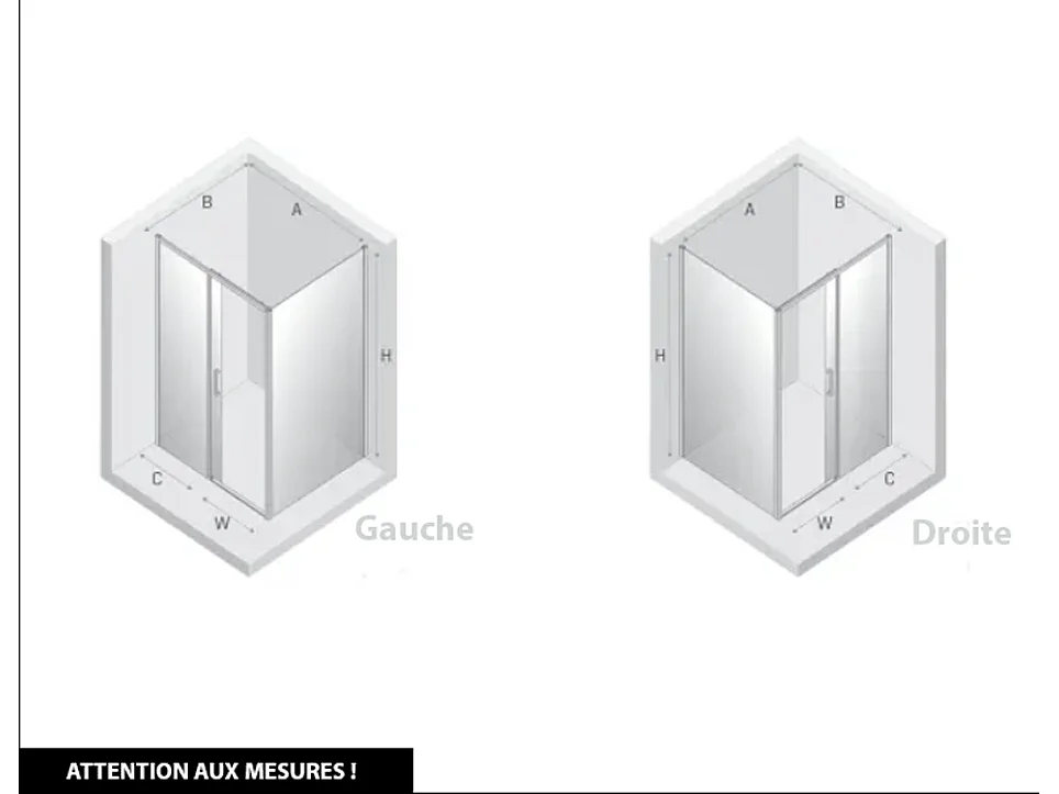 Porte de Douche avec Paroi Latérale (ouverture depuis l'angle) - 140 x 100 x 200 - OR BROSSÉ - PRIME - DROITE