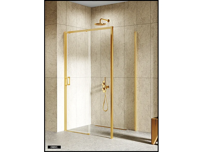 Porte de Douche avec Paroi Latérale - 150 x 80 x 200 - OR BROSSÉ - PRIME - GAUCHE