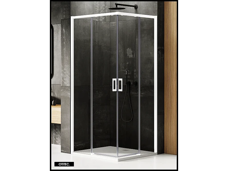 Porte de Douche Coulissante avec Paroi Latérale - 110 x 70 x 200 - BLANC MAT - PRIME