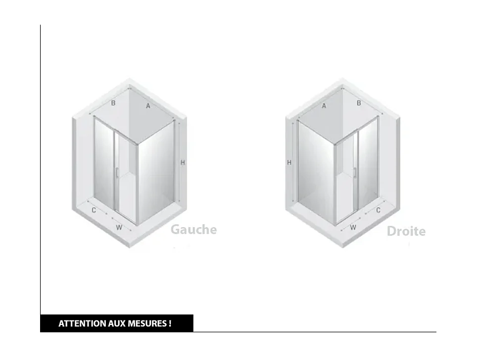 Porte de Douche avec Paroi Latérale (ouverture depuis l'angle) - 130 x 80 x 200 - GUNMETAL - PRIME - DROITE