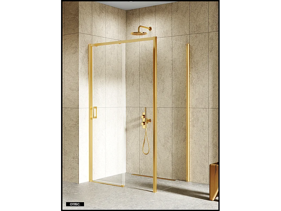 Porte de Douche avec Paroi Latérale - 100 x 80 x 200 - OR BROSSÉ - PRIME - GAUCHE