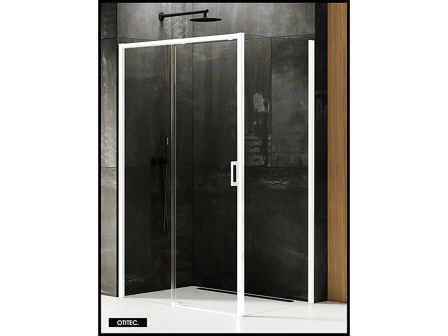 Porte de Douche avec Paroi Latérale (ouverture depuis l'angle) - 130 x 80 x 200 - BLANC MAT - PRIME - GAUCHE