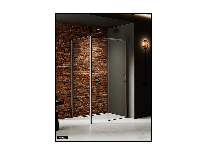 Porte de Douche avec Paroi Latérale - 150 x 100 x 200 - GUNMETAL - PRIME - GAUCHE