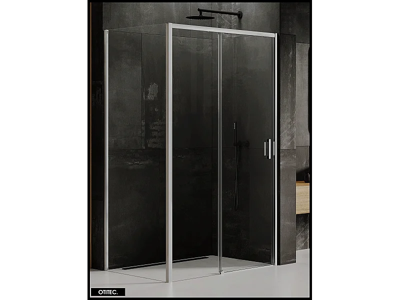 Porte de Douche avec Paroi Latérale - 110 x 80 x 200 - CHROME - PRIME - GAUCHE